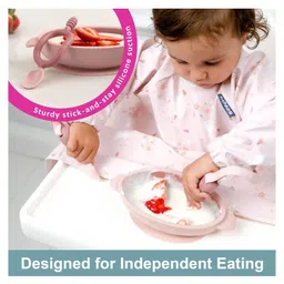 BiBaDo Silicone Suction Bowl - Non-Slip, Easy Scoop Oval Shape Feeding Bowl for Baby- BPA Free (Pink) image 2