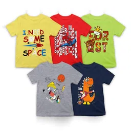 PARYAG Boys Typography Printed Applique T-shirt-picture-12