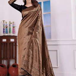 VASTRAAVEDAA Woven Design Zari Art Silk Handloom Banarasi Saree-picture-26