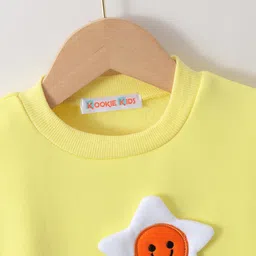 Kookie Kids Full Sleeves Winter Wear Suit With Text Print & Star Applique - Yellow image 3