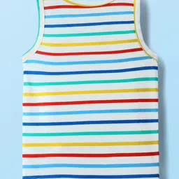 Babyhug 100% cotton Sleeveless Vests With Stripes & Text Printed Shorts - Multicolour image 3