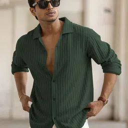 Powerlook Men Spread Collar Textured Casual Shirt image 3