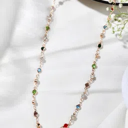 Jewels Nest Unisex Stainless Steel Gold-Plated Stones Studded Link Minimal Chain-picture-31