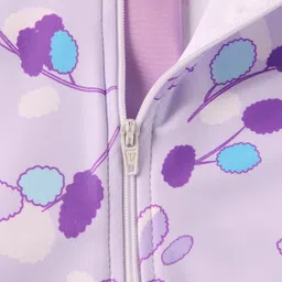 Mark & Mia Raglan Half Sleeves Frock Swimsuit With Leaves Print - Lavender image 4