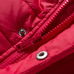 Junior Killer Full Sleeves Typography Printed Light Winter Hooded Padded Jacket - Red image 4