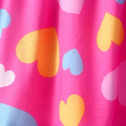 Hola Bonita Knit Frill Sleeves Frock with Heart Print - Pink image 5