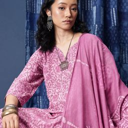 Taavi Indigo Ethnic Motifs Printed Regular Kurta With Trousers & With Dupatta-picture-39