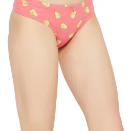 Clovia Pink & Yellow Cotton Printed Thong - Pack Of 3 image 5