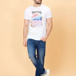 Being Human White Regular Fit Crew T-Shirt image 5