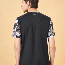 Ajile by Pantaloons Jet Black Slim Fit Printed Sports T-Shirt image 5