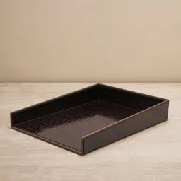 Pure Home and Living Brown Leather Textured Paper Tray-image-13