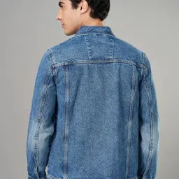Sf Jeans By Pantaloons Dark Blue Cotton Regular Fit Printed Denim Jacket image 2