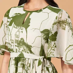 Marigold Lane Green Printed A-Line Dress image 5