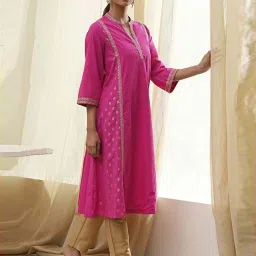 BIBA Fuchsia Solid Kurtas image 5