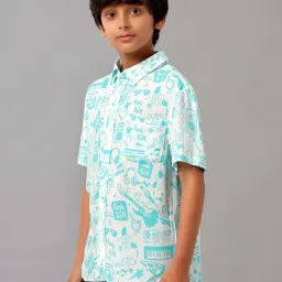 Under Fourteen Only Kids Blue & White Printed Shirt image 5