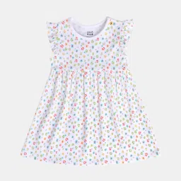 MINIKLUB Pink & White New Born And Baby Girls Cap Sleeve Dress image 5