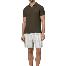 celio celio* Olive Regular Fit Textured Polo T-Shirt image 5