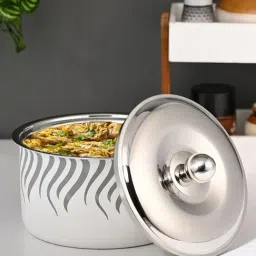 FNS Flame White Double Wall Insulated Designer Hot Pot Food Warmer Casserole with Lid (2200 ml)-picture-15