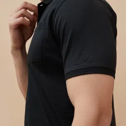 Code By Lifestyle Black Cotton Regular Fit Polo T-Shirt image 5