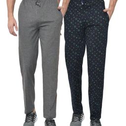 Vimal Jonney Dark Grey & Navy Regular Fit Trackpants - Pack of 2-image-93