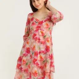 Zink London Pink Floral Print Shift Dress-picture-10