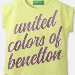 United Colors of Benetton Kids Lime Yellow & Purple Cotton Printed Top-picture-24