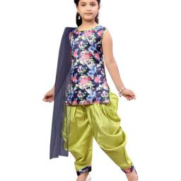 Aarika Kids Navy & Green Printed Kurti Set-picture-23