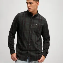 The Bear House Green Cotton Slim Fit Checks Shirt-picture-39