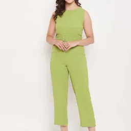 MADAME Apple Green POLYESTER Solid Jump Suits-picture-14