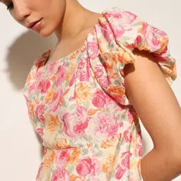 Only Pink Print Fit & Flare Dress image 5