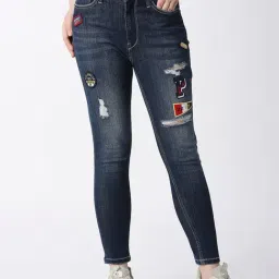 Pepe Jeans Blue Distressed Skinny Fit High Rise Jeans-picture-19