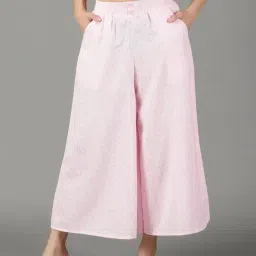 SHOWOFF Pink Linen Flared Fit High Rise Culottes-image-85