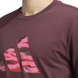 Adidas Maroon Cotton Regular Fit Logo Printed Sports T-Shirt image 5