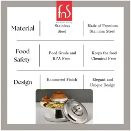 FNS Genoa Silver Double Wall Insulated Designer Hot Pot Food Warmer Casserole with Lid (3000 ml) image 4