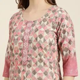 showoffff SHOWOFF Peach Printed Kurta image 5