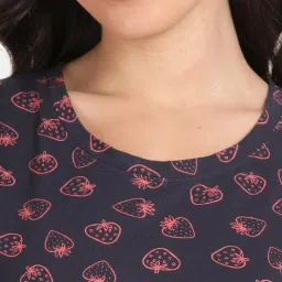 Kryptic Navy & Maroon Cotton Printed Long T-Shirt With Pyjamas image 5