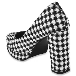The White Pole Women's Black Casual Pumps image 5