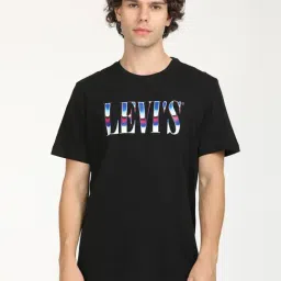 Levi's Black Cotton Loose Fit Logo Printed T-Shirt-image-23
