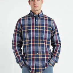 GANT Blue Checked Regular Fit Shirt-image-99