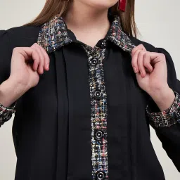 KASSUALLY Black Self Design Shirt image 5