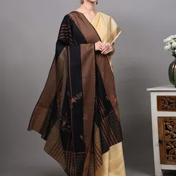 Exotic India Women Striped Embroidered Shawl image 2
