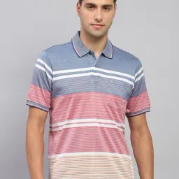 Monte Carlo Pink & Blue Regular Fit Striped Polo T-Shirt-picture-19