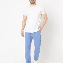 UnderJeans by Spykar Blue Melange Regular Fit Cotton Lounge Pants image 5
