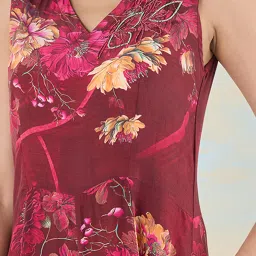 navyasa by liva Maroon Floral Print Jumpsuit image 5