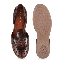 Lazera Women Open Toe Flats with Laser Cuts image 4