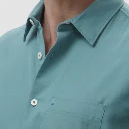 Basics Green Cotton Slim Fit Shirt image 5