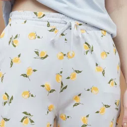 Ginger By Lifestyle Light Blue Cotton Regular Fit Printed Pyjamas image 5