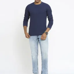 Basics Navy Cotton Muscle Fit T-Shirt image 5