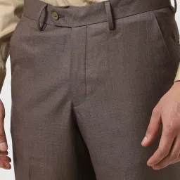 Van Heusen Brown Cotton Regular fit Solid Trousers image 5