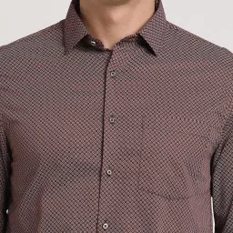 Turtle Brown Cotton Slim Fit Printed Shirt image 5